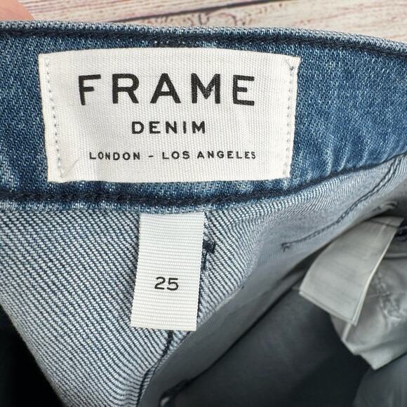 FRAME Snap Front Denim Mini Skirt Womens 25 Blue Medium Wash Denim - Picture 5 of 9